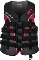 🔴 premium o'neill men's superlite uscg life vest - black/graphite/red/white (medium) логотип