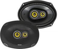 enhanced kicker cs series 150w 6 x 9 inch car audio coaxial speaker pair in vibrant yellow logo