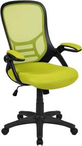 img 2 attached to 💺 Premium High Back Green Mesh Office Chair: Ergonomic Swivel with Black Frame & Flip-up Arms by Flash Furniture