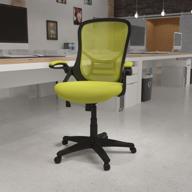 💺 premium high back green mesh office chair: ergonomic swivel with black frame & flip-up arms by flash furniture logo