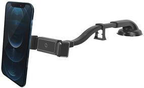 img 3 attached to 📲 Flexible Gooseneck Dash & Windshield Mount - One Touch Grip Phone Mount, Long Arm Phone Holder for Car, Ultra Strong Magnets, Compatible with iPhone Xs Max XR X 8 7+ Samsung S10 S9 – Mighty Mount