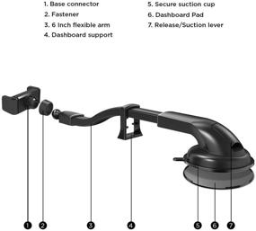 img 2 attached to 📲 Flexible Gooseneck Dash & Windshield Mount - One Touch Grip Phone Mount, Long Arm Phone Holder for Car, Ultra Strong Magnets, Compatible with iPhone Xs Max XR X 8 7+ Samsung S10 S9 – Mighty Mount