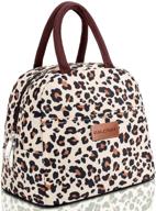 insulated lunch bag for women men - reusable lunch tote box for adults, work, picnic, school or travel - leopard print logo
