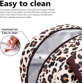 img 3 attached to Insulated Lunch Bag for Women Men - Reusable Lunch Tote Box for Adults, Work, Picnic, School or Travel - Leopard Print