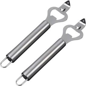 img 4 attached to 🍺 2 Pack Stainless Steel Beer Bottle Opener, 7-2/3 inch, Solid Bar and Kitchen Tool for Restaurants, Smooth Long Handle, Round Hanging Hole, Silver