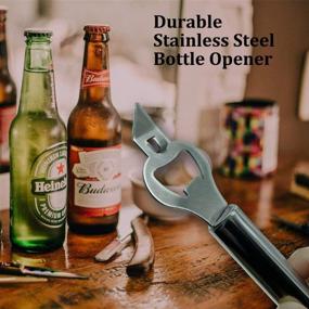 img 3 attached to 🍺 2 Pack Stainless Steel Beer Bottle Opener, 7-2/3 inch, Solid Bar and Kitchen Tool for Restaurants, Smooth Long Handle, Round Hanging Hole, Silver