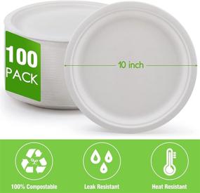 img 3 attached to 🍽️ 100 Count, 10-Inch Compostable Plates for Sustainable Dining