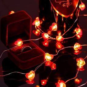 img 3 attached to Frienda Valentine's Day Heart String Lights: 40 LED 10ft/3.1m Red Heart Shape Fairy Lights for Romantic Valentine Decorations, Wedding Anniversary, Engagement, Dating, and Party Ambiance