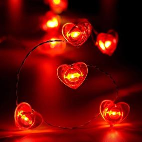 img 4 attached to Frienda Valentine's Day Heart String Lights: 40 LED 10ft/3.1m Red Heart Shape Fairy Lights for Romantic Valentine Decorations, Wedding Anniversary, Engagement, Dating, and Party Ambiance