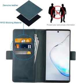 img 2 attached to 📱 KEZiHOME Samsung Galaxy Note 10+ Plus Wallet Case - Genuine Leather RFID Blocking Credit Card Slot Flip Stand (Navy Blue/Brown)