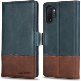 img 4 attached to 📱 KEZiHOME Samsung Galaxy Note 10+ Plus Wallet Case - Genuine Leather RFID Blocking Credit Card Slot Flip Stand (Navy Blue/Brown)