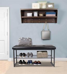 img 3 attached to 👠 GIA Entryway Shoe Rack Bench with 2-Tier Storage and Comfortable Padded Vegan Leather Seat in Black