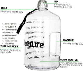 img 2 attached to 💦 BuildLife 1 Gallon Water Bottle - Motivational Fitness Workout with Time Marker, Clear BPA-Free, Large 128 OZ / 73 OZ Capacity, Encourages Daily Hydration