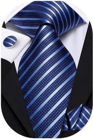 img 3 attached to Hi Tie Stripes Handkerchief Necktie Cufflinks Men's Accessories and Ties, Cummerbunds & Pocket Squares