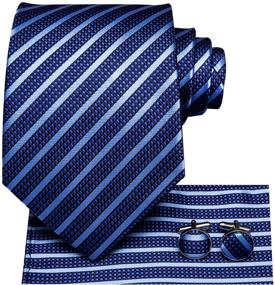 img 2 attached to Hi Tie Stripes Handkerchief Necktie Cufflinks Men's Accessories and Ties, Cummerbunds & Pocket Squares