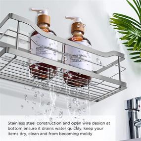 img 2 attached to 🚿 Sooreally Shower Caddy Shelf Organizer - 2 Pack Bathroom Storage Rack with Hooks for Inside Shower, Rustproof Stainless Steel, Wall Mounted (Pack of 2, Polished Silver)