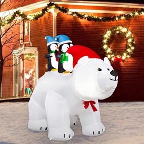 img 4 attached to 🎄 7-Foot SeasonJoy Christmas Inflatables: Polar Bear with Penguins, Outdoor Yard Decorations featuring Built-in Lights, Perfect Christmas Blow-up Decor for Lawn and Garden