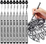 🖊️ waterproof precision black micro-pen fineliner ink pens, archival ink, drawing pens, artist illustration pens, multiliner, 9/set(black) - ideal for art watercolor, sketching, anime, manga, design logo