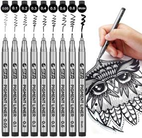 img 4 attached to 🖊️ Waterproof Precision Black Micro-Pen Fineliner Ink Pens, Archival Ink, Drawing Pens, Artist Illustration Pens, Multiliner, 9/Set(Black) - Ideal for Art Watercolor, Sketching, Anime, Manga, Design