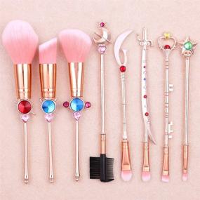 img 2 attached to 🎀 Pink Sailor Moon Anime Makeup Brushes Set - Soft & Professional Eye/Lip/Foundation Brushes, Magical Wand Design | Ideal Halloween Gifts for Girls and Women (A - Pink)