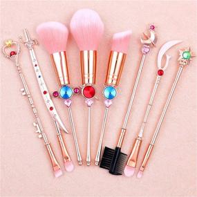 img 3 attached to 🎀 Pink Sailor Moon Anime Makeup Brushes Set - Soft & Professional Eye/Lip/Foundation Brushes, Magical Wand Design | Ideal Halloween Gifts for Girls and Women (A - Pink)