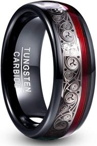 img 4 attached to VAKKI 8mm Black Dome Tungsten Carbide Ring with Celtic Spiral and Red Guitar String Comfort Fit - Size 7-12.5