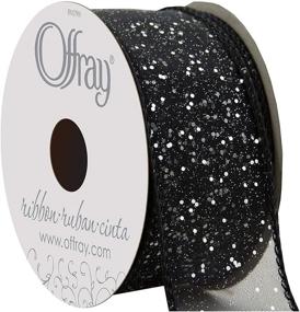 img 4 attached to 🌟 Offray Black Wired Edge Cosmic Glitz Craft Ribbon, 1.5" x 9ft: Sparkle and Style for Your Projects!