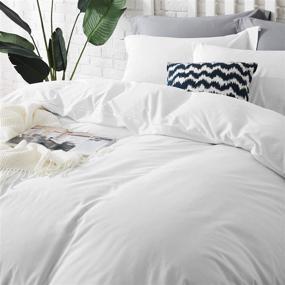 img 3 attached to Hansleep Bedding Twin Size Duvet Cover Set - 3 Piece Microfiber Brushed Ultra Soft Comforter Cover Set (White, Full/Queen 90x90)