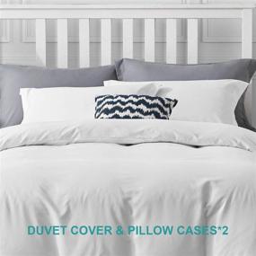 img 2 attached to Hansleep Bedding Twin Size Duvet Cover Set - 3 Piece Microfiber Brushed Ultra Soft Comforter Cover Set (White, Full/Queen 90x90)