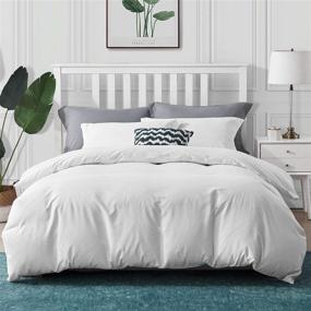 img 4 attached to Hansleep Bedding Twin Size Duvet Cover Set - 3 Piece Microfiber Brushed Ultra Soft Comforter Cover Set (White, Full/Queen 90x90)