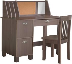 img 4 attached to Gray Ash KidKraft Study Desk with Chair - Drawers, Extra Storage, Handles, Bulletin Board, Sturdy, Solid, Kid-Sized Study Desk - Perfect Gift for Ages 5-10