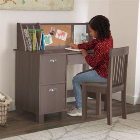 img 2 attached to Gray Ash KidKraft Study Desk with Chair - Drawers, Extra Storage, Handles, Bulletin Board, Sturdy, Solid, Kid-Sized Study Desk - Perfect Gift for Ages 5-10