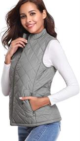 img 3 attached to 🧥 Fuinloth Quilted Vest for Women, Lightweight Padded Gilet with Stand Collar and Zip Closure