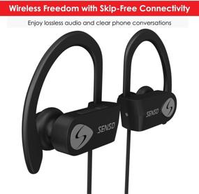 img 2 attached to 🎧 SENSO Bluetooth Headphones: Best Wireless IPX7 Waterproof Earbuds for Gym & Sports - 8 Hour Battery, HD Stereo & Noise Cancelling - Grey/Black