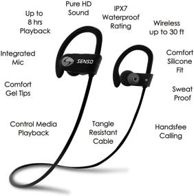 img 1 attached to 🎧 SENSO Bluetooth Headphones: Best Wireless IPX7 Waterproof Earbuds for Gym & Sports - 8 Hour Battery, HD Stereo & Noise Cancelling - Grey/Black