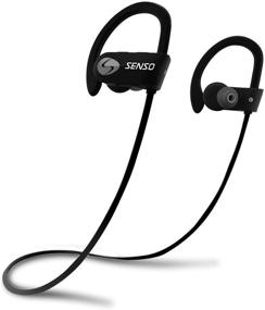 img 4 attached to 🎧 SENSO Bluetooth Headphones: Best Wireless IPX7 Waterproof Earbuds for Gym & Sports - 8 Hour Battery, HD Stereo & Noise Cancelling - Grey/Black