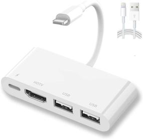 img 4 attached to 📲 ROSYCLO Lightning to HDMI Adapter: 1080p Digital AV Sync Screen Converter with Dual USB Camera Port Hub Splitter – Compatible with iPhone, iPad, Flash Drive – Connect to HD TV/Projector/Monitor