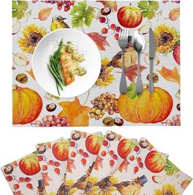 img 4 attached to Placemats Sunflowers Thanksgiving Placemats Waterproof