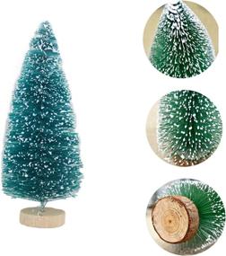 img 2 attached to 🌲 Pack of 12 Mini Frosted Sisal Trees - 3.3inch (8.5cm) - Winter Snow Ornaments - Tabletop Trees with Wood Base - Crafting & Christmas Decoration - Blue 12pcs