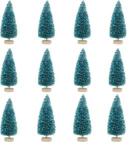 img 4 attached to 🌲 Pack of 12 Mini Frosted Sisal Trees - 3.3inch (8.5cm) - Winter Snow Ornaments - Tabletop Trees with Wood Base - Crafting & Christmas Decoration - Blue 12pcs