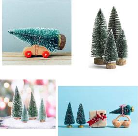 img 1 attached to 🌲 Pack of 12 Mini Frosted Sisal Trees - 3.3inch (8.5cm) - Winter Snow Ornaments - Tabletop Trees with Wood Base - Crafting & Christmas Decoration - Blue 12pcs