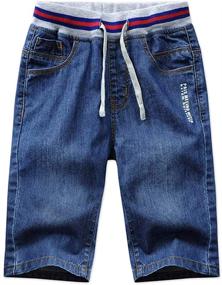 img 4 attached to Boys' Summer Cropped Elastic Straight Stretch Jeans