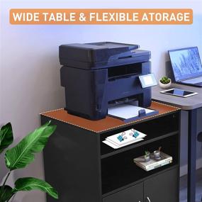 img 3 attached to 🗄️ KUMIUNION Black Wood 3 Drawer File Cabinet: Mobile Office Storage Solution with Shelf and Printer Stand