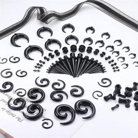 img 1 attached to 🔸 84 PCS Ear Stretching Kit with Acrylic Tapers, Plugs, Silicone Tunnels, Horseshoes, Spiral Tapers - Gauges for Ears by Magitaco: Ultimate Expander Set