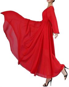 img 2 attached to 👗 Buenos Ninos Women's Loose Chiffon Long Maxi Dress with Belt - Long Sleeve Crew Neck Design for Enhanced SEO