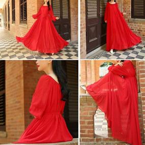 img 1 attached to 👗 Buenos Ninos Women's Loose Chiffon Long Maxi Dress with Belt - Long Sleeve Crew Neck Design for Enhanced SEO