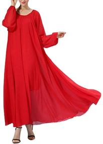 img 3 attached to 👗 Buenos Ninos Women's Loose Chiffon Long Maxi Dress with Belt - Long Sleeve Crew Neck Design for Enhanced SEO