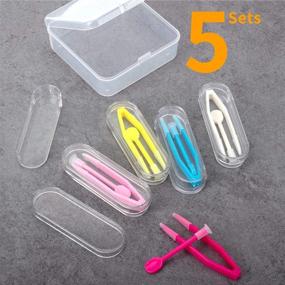 img 3 attached to 👁️ Convenient 5 Pcs Mini Travel Plastic Contact Lens Insertion & Removal Tool Set with Case - Color-Ⅲ