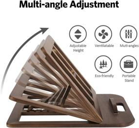 img 3 attached to RAVEGO Laptop Stand: Foldable Wooden Riser for MacBook and PC, 🔝 Universally Adjustable Holder with Multiple Angles - Up to 15.6 inches (Walnut)
