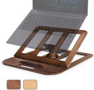 ravego laptop stand: foldable wooden riser for macbook and pc, 🔝 universally adjustable holder with multiple angles - up to 15.6 inches (walnut) logo